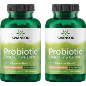 Swanson Probiotic – Digestive Health Supplement w/ 1 Billion CFU per Capsule – Natural Formula Supporting Bowel Regularity & Daily Wellness – (120 Capsules)(120 Count (Pack of 2))