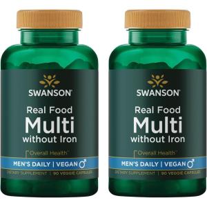 Swanson Real Food Multi Men’s Multivitamin Multimineral Men’s Health Prostate Stress Response Bladder Supplement Vegan Gluten-Free Non-GMO 90 Veggie Capsules Veg Caps (2 Pack)