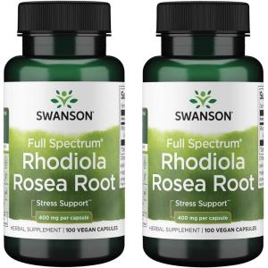 Swanson Rhodiola Rosea Root – Adaptogenic Herb Supplement Promoting Mood Balance & Stress Support – Natural Formula for Energy Support – (100 Capsules, 400mg Each) (2 Pack)(100 Count (Pack of 2))
