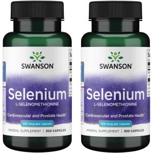 Swanson Selenium (L-Selenomethionine) – Herbal Supplement Promoting Heart Health & Prostate Health – May Support Immune System & Thyroid Health – (300 Capsules, 100mcg Each) (2 Pack)
