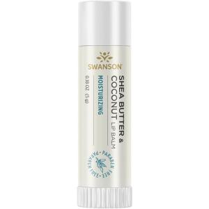 Swanson Shea Butter and Coconut Lip Balm – 0.18 Ounce (5 g) – Hydrating Lip Balm with Shea Butter and Coconut Oil