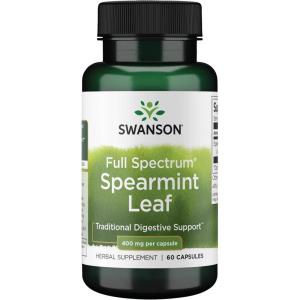 Swanson Spearmint Leaf (Mentha Spicata) – Full Spectrum Herbal Supplement Supporting Digestive Health & Mild Stomach Issues – Natural Formula Supporting Health & Wellness – (60 Capsules, 400mg Each)(60 Count (Pack of 1))
