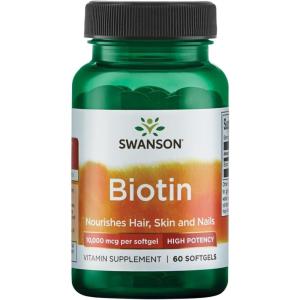 Swanson Super Strength Biotin Vitamin 10000 mcg 60 Sgels(60 Count (Pack of 1))