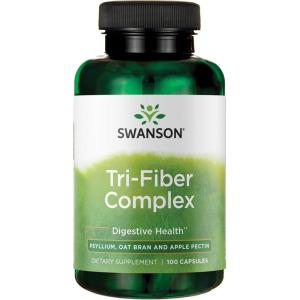 Swanson Tri-Fiber Complex – Digestive Health Supplement Made with Psyllium, Oat Bran, & Apple Pectin – (100 Capsules)(100 Count (Pack of 1))
