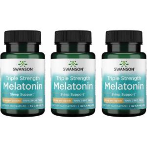 Swanson Triple Strength Melatonin – Natural Sleep Support for Disrupted Sleep Cycles – (60 Capsules, 10mg Each)(60 Count (Pack of 3))