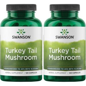 Swanson Turkey Tail Mushroom – Herbal Supplement Promoting Immune System & Cellular Health – Natural Formula Promoting Liver Function & Defense – (120 Capsules, 500 mg) 2 Pack