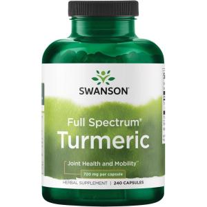 Swanson Turmeric Antioxidant, Joint Health, Cardiovascular, Liver Detox, Mood and Memory Support Supplement Curcuma Longa (Rhizome) 720 mg, 240 Capsules, 120 Servings, 1.44 Grams per Serving(240 Count (Pack of 1))
