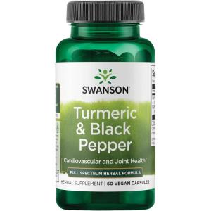 Swanson Turmeric & Black Pepper – Organic Joint Health, Heart Health, Digestion, & Liver Support Supplement – Natural Formula for Enhanced Bioavailability & Absorption – (60 Veggie Capsules)(60 Count (Pack of 1))