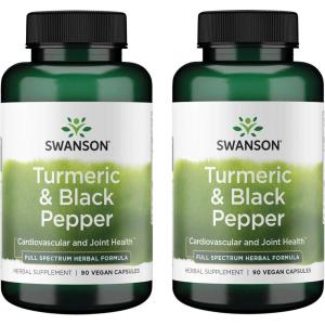 Swanson Turmeric & Black Pepper – Organic Joint Health, Heart Health, Digestion, & Liver Support Supplement – Natural Formula for Enhanced Bioavailability & Absorption – (60 Veggie Capsules)(90 Count (Pack of 2))