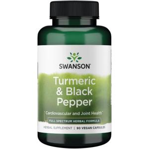 Swanson Turmeric & Black Pepper – Organic Joint Health, Heart Health, Digestion, & Liver Support Supplement – Natural Formula for Enhanced Bioavailability & Absorption – (60 Veggie Capsules) 4 Pack(90 Count (Pack of 1))