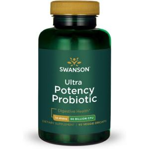 Swanson Ultra Potency Probiotic Digestive Health Immune System Support 66 Billion CFU Prebiotic NutraFlora scFOS 60 DRcaps Veggie Capsules (Caps)