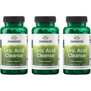 Swanson Uric Acid Cleanse – Natural Supplement Promoting Kidney Support – Features a Powerful Combination of 7 Herbs – (60 Veggie Capsules)(60 Count (Pack of 3))