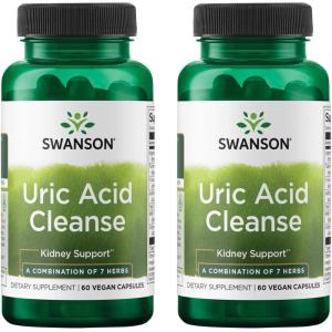Swanson Uric Acid Cleanse – Natural Supplement Promoting Kidney Support – Features a Powerful Combination of 7 Herbs – (60 Veggie Capsules)(60 Count (Pack of 2))