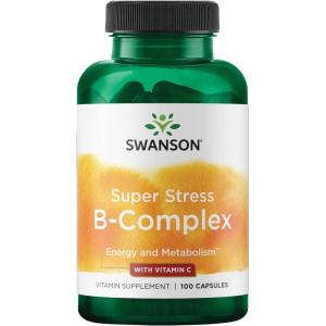 Swanson Vitamin B-Complex w/Vitamin C – Natural Supplement Promoting Stress Relief, Energy Support & Aiding Immune Health – May Support Metabolism & Nervous Health – (100 Capsules)(100 Count (Pack of 1))