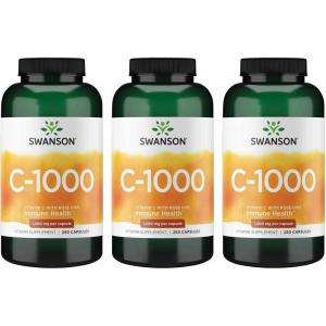 Swanson Vitamin C w/Rose HIPS – Herbal Supplement Promoting Skin Health, Heart Health & Immune System Support – Natural Formula Promoting Protection & Wellness – (90 Capsules, 1000mg Each)(250 Count (Pack of 3))