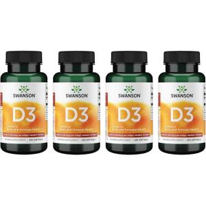 Swanson Vitamin D3 – Vitamin Supplement Promoting Bone Health & Immune System Support – Natural Support for Calcium Distribution & Absorption – (250 Softgels) 2 Pack(250 Count (Pack of 4))
