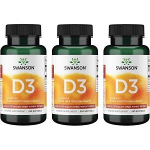 Swanson Vitamin D3 – Vitamin Supplement Promoting Bone Health & Immune System Support – Natural Support for Calcium Distribution & Absorption – (250 Softgels) 2 Pack(250 Count (Pack of 3))