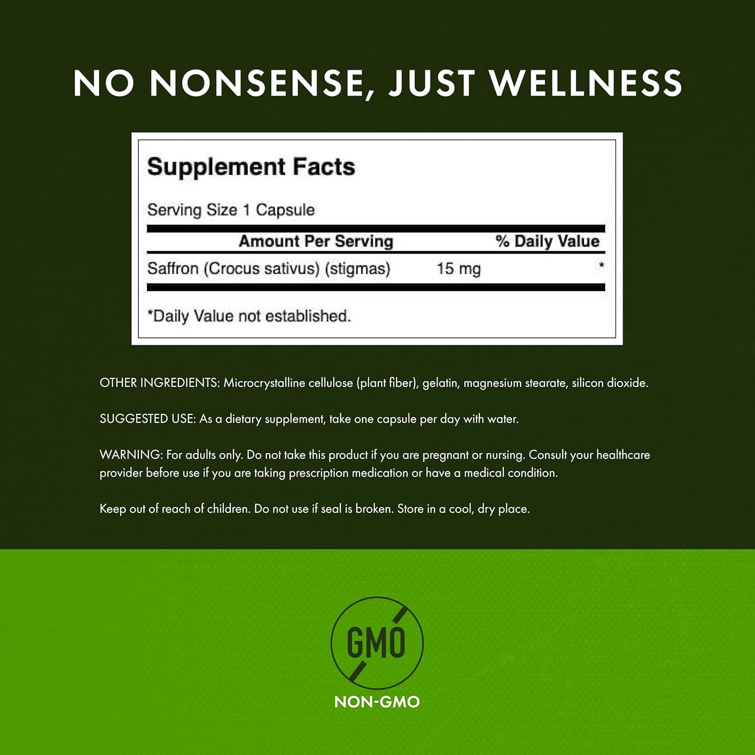 imageSwanson Full Spectrum Saffron Whole Ground StigmasHerbal Supplement Promoting Natural Mood Support ampamp Stress Management Organic Spanish Saffron Supplement60 Veggie Capsules 15mg Each 2 Pack60 Count Pack of 2