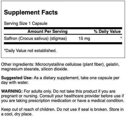 imageSwanson Full Spectrum Saffron Whole Ground StigmasHerbal Supplement Promoting Natural Mood Support ampamp Stress Management Organic Spanish Saffron Supplement60 Veggie Capsules 15mg Each 2 Pack60 Count Pack of 1