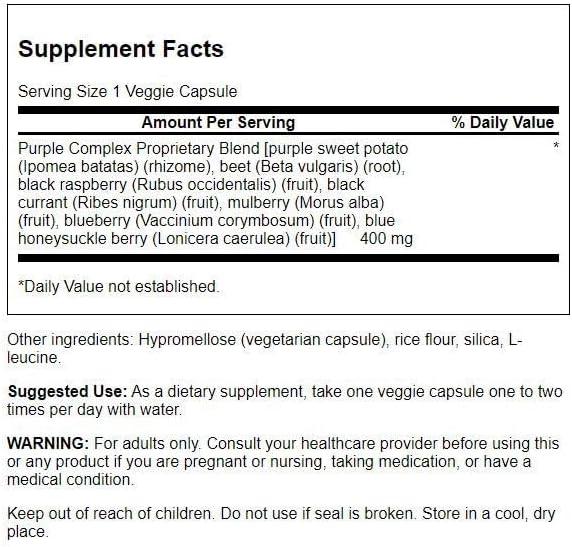 imageSwanson Whole Food Purple Antioxidants Fruit ampamp Veggie Complex 400 Milligrams 60 Veg Capsules