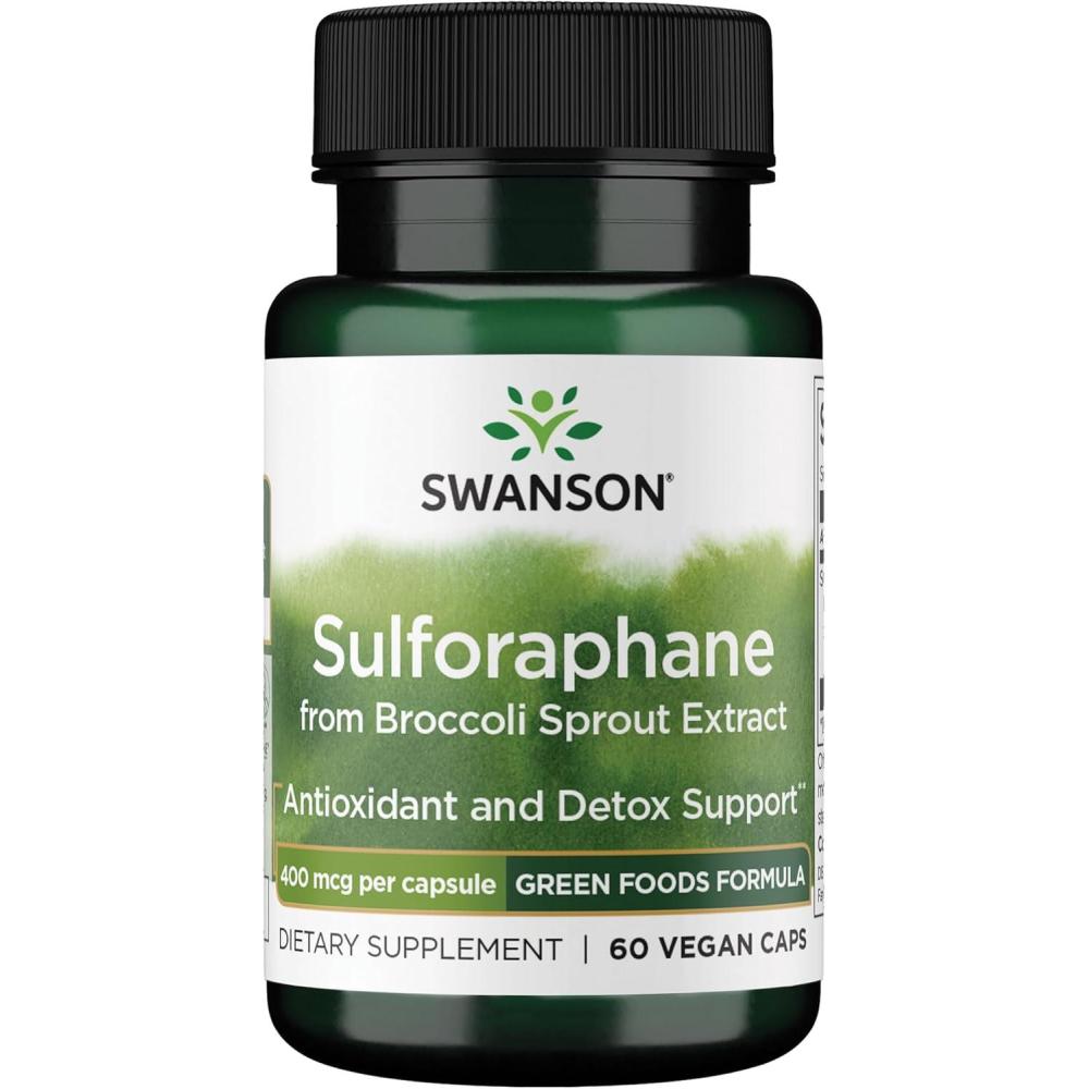 imageSwanson Sulforaphane  Broccoli Sprout Extract Supporting Cellular GI Tract and Liver Health  Natural Supplement Standardized to 04 Sulforaphane  60 Veggie Capsules 400mcg Each60 Count Pack of 1