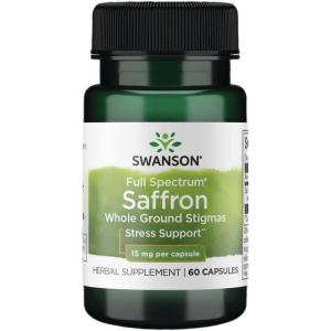 Swanson Full Spectrum Saffron (Whole Ground Stigmas)-Herbal Supplement Promoting Natural Mood Support & Stress Management – Organic Spanish Saffron Supplement-(60 Veggie Capsules, 15mg Each) 2 Pack(60 Count (Pack of 1))
