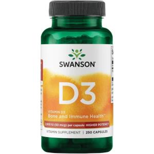 Swanson Higher Potency Vitamin D-3 2000 Iu – Sunshine Vitamin Bone, Immune Support (50 mcg) 250 Capsules