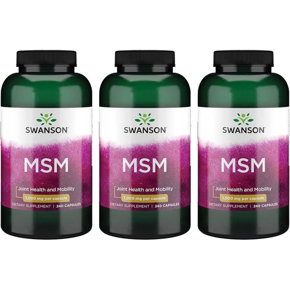 imageSwanson MSM  Essential Minerals Promoting Mobility ampamp Joint Health Support  Helps to Maintain Connective Tissue Health Including Cartilage Collagen ampamp Hair  240 Capsules 1000mg Each 3 Pack