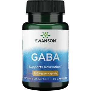 Swanson GABA Gamma Amino Acidbutyric Acid 250 Milligrams 60 Capsules