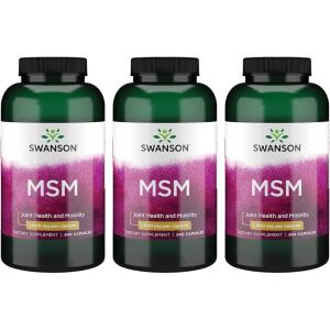 Swanson MSM – Essential Minerals Promoting Mobility & Joint Health Support – Helps to Maintain Connective Tissue Health Including Cartilage, Collagen, & Hair – (240 Capsules, 1000mg Each) 3 Pack