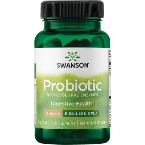Swanson Probiotic with Digestive Enzymes 5 Billion Cfu 60 Veg Capsules