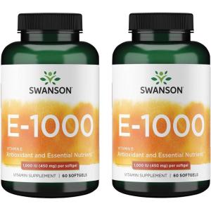 Swanson Vitamin E 1000 Iu 1000 Iu (450 Milligrams) 60 Sgels (2 Pack)