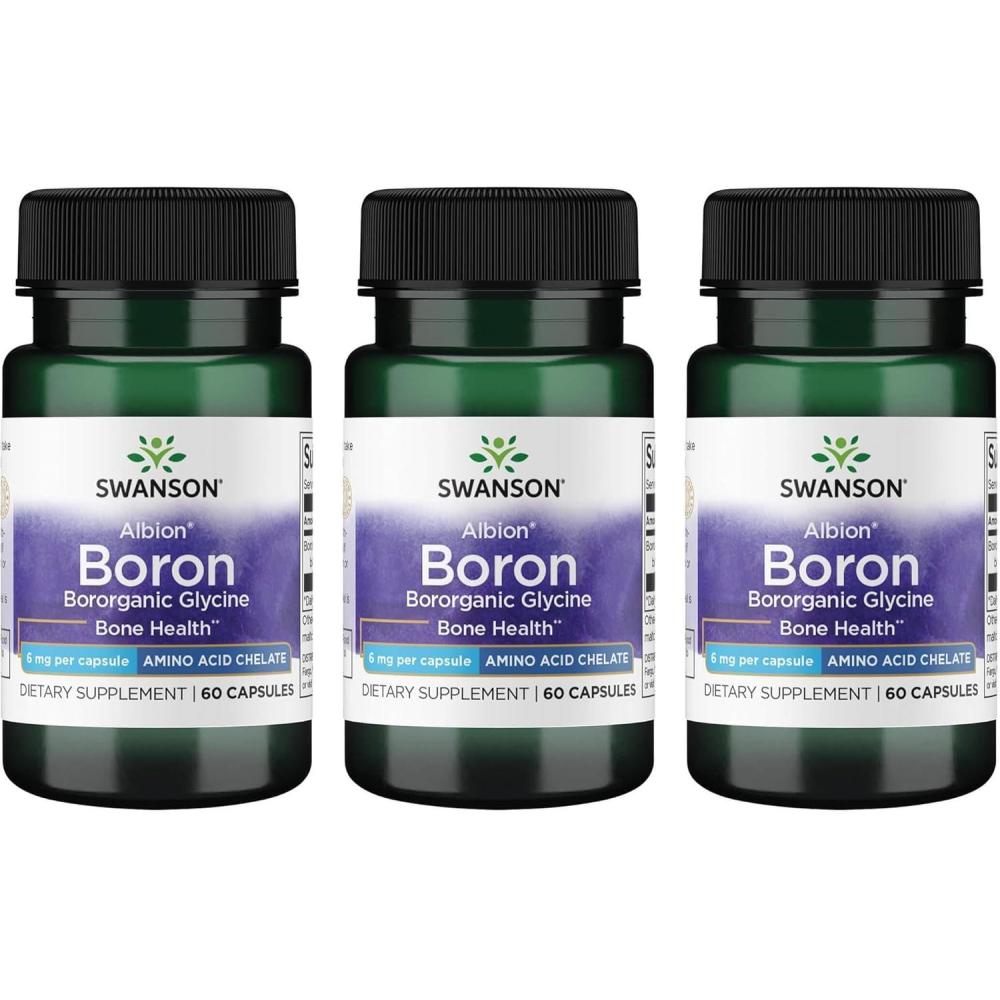 imageSwanson Boron from Albion  Boroganic Glycine Supplement Supporting Joint Health ampamp Bone Health  High Absorption Formula May Support Overall Balance  60 Capsules 6mg Each 3 Pack