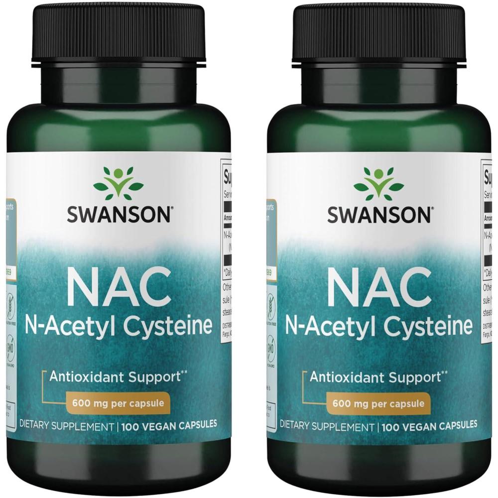 imageSwanson NAC  NAcetyl Cysteine  Supplement 600 mg 100 Capsules 4 Pack200 Count Pack of 1