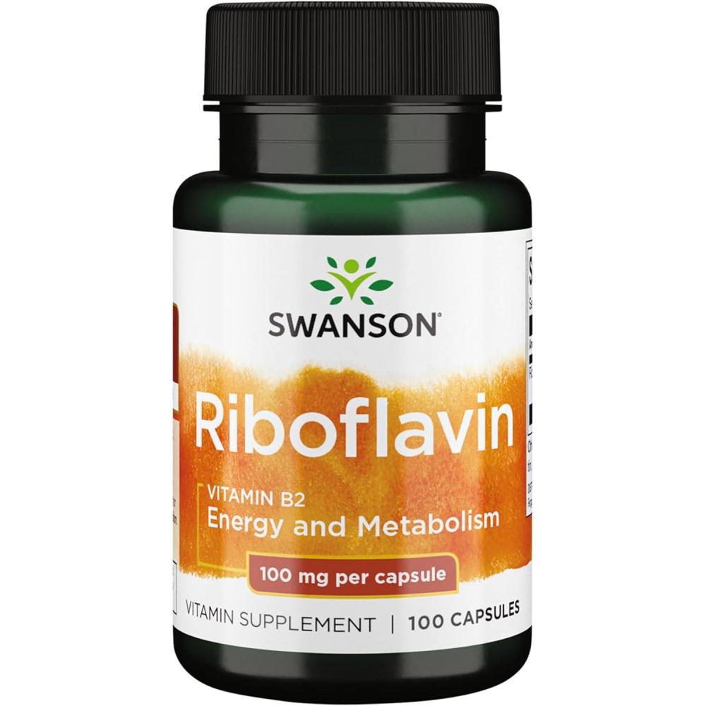 imageSwanson Vitamin B2 Supplement Riboflavin  Vitamin Supplement to Support Vision Health Aid Thyroid Function and Promote Energy Metabolism Support  100 Capsules 100mg Each
