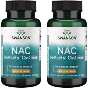 Swanson NAC – N-Acetyl Cysteine – Supplement 600 mg 100 Capsules (4 Pack)(200 Count (Pack of 1))