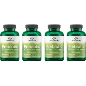 Swanson Prebiotic Capsules – Promotes Friendly Flora Support & Overall Digestive Health – Prebiotic Fiber Promoting Gut Health & Immune Health Support – (120 Veggie Capsules, 750mg Each) 4 Pack