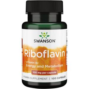 Swanson Vitamin B2 Supplement (Riboflavin) – Vitamin Supplement to Support Vision Health, Aid Thyroid Function, and Promote Energy Metabolism Support – (100 Capsules, 100mg Each)