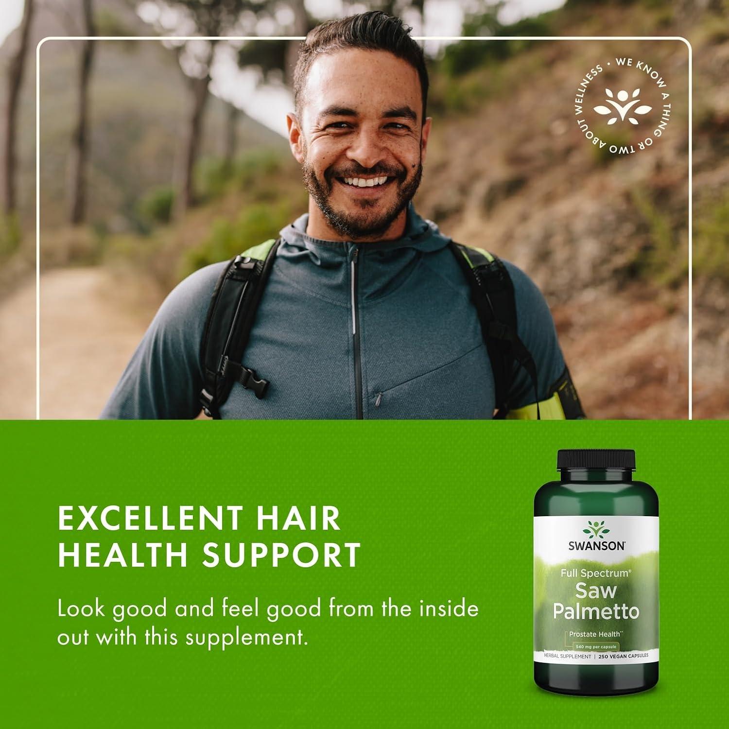 imageSwanson Saw Palmetto Herbal Supplement Promoting Male Prostate Health Support Natural Hair Supplement ampamp Urinary Health Support 540 mg 250 Capsules 2 Pack