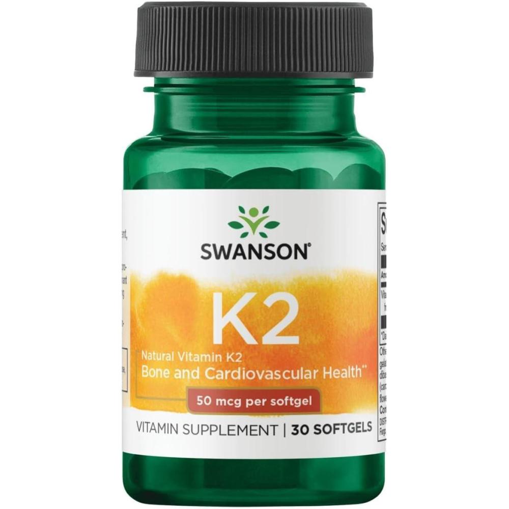 imageSwanson Natural Vitamin K2 Menaquinone7 from Natto 50 mcg 30 Sgels 1 Pack30 Count Pack of 1