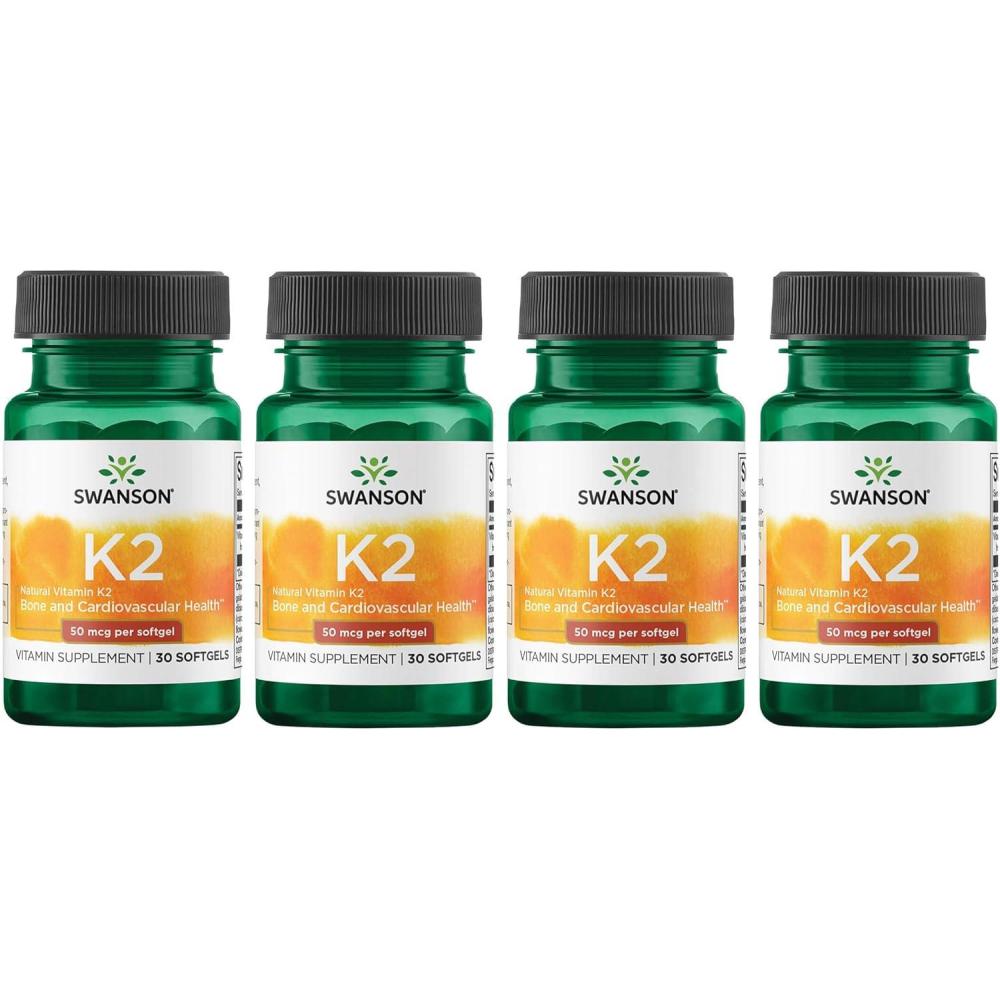 imageSwanson Natural Vitamin K2 Menaquinone7 from Natto 50 mcg 30 Sgels 1 Pack30 Count Pack of 4