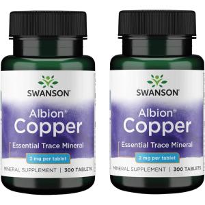 Swanson Copper Antioxidant Immune System Red Blood Cell Support Mineral Supplement (Copper chelate) 2 mg 300 Tabs (2 Pack)(300 Count (Pack of 2))