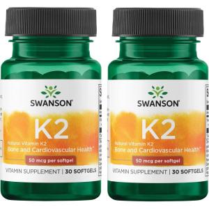 Swanson Natural Vitamin K2 (Menaquinone-7 from Natto) 50 mcg 30 Sgels (1 Pack)(30 Count (Pack of 2))