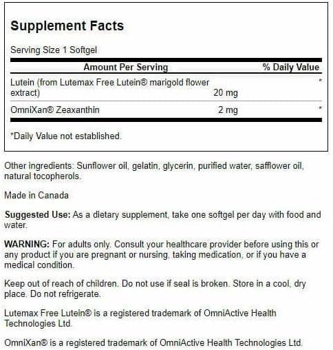 imageSwanson Lutein ampamp Zeaxanthin Synergistic Eye Health Vision Retina Macula Supplement Lutein 20 mg ampamp OmniXan Zeaxanthin 2 mg 60 Softgels Sgels60 Count Pack of 4