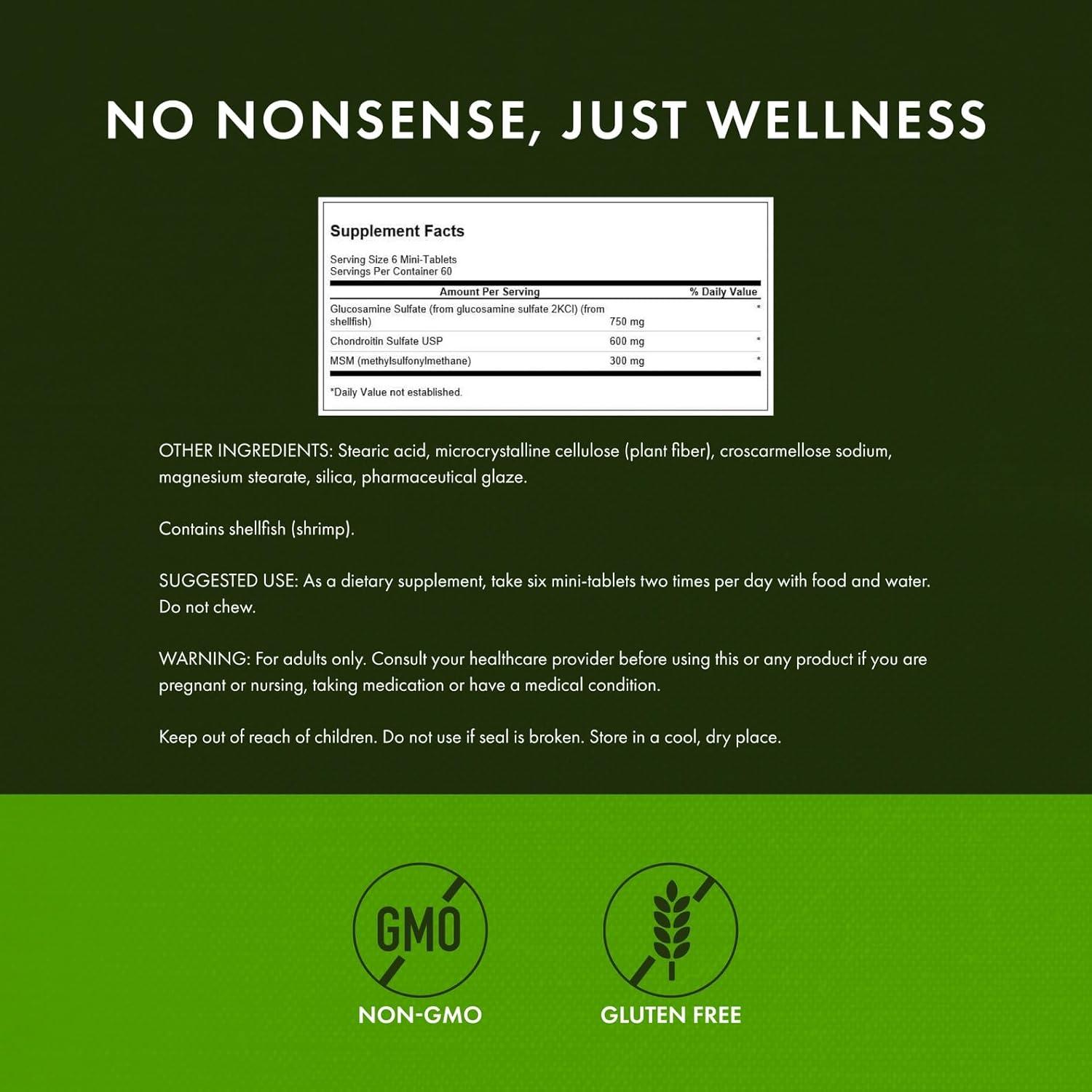 imageSwanson MiniTabs Glucosamine Chondroitin ampamp Msm Joint Mobility Flexibility Comfort Cartilage Connective Tissue Health Support 750600300 Milligrams 360 Tabs