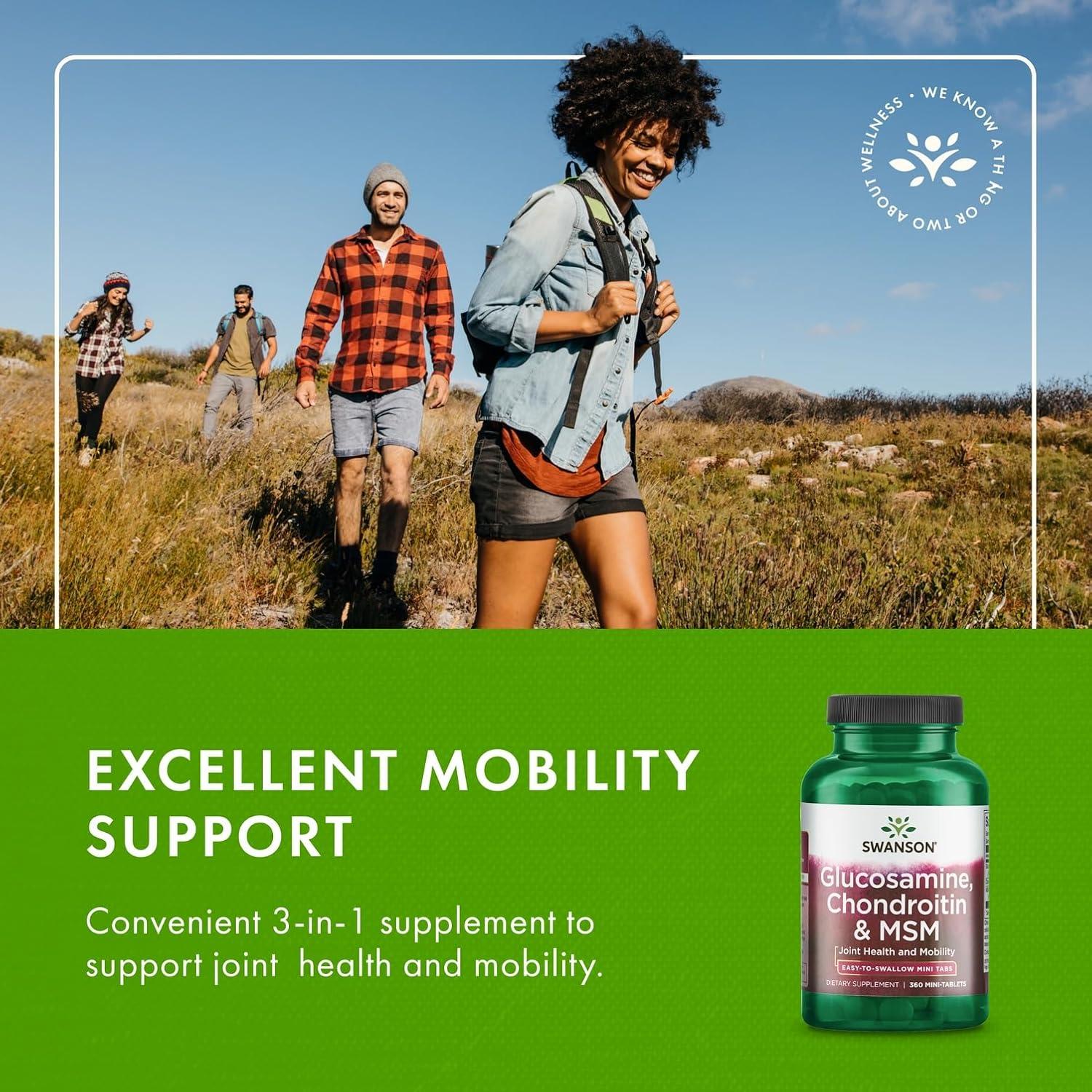 imageSwanson MiniTabs Glucosamine Chondroitin ampamp Msm Joint Mobility Flexibility Comfort Cartilage Connective Tissue Health Support 750600300 Milligrams 360 Tabs