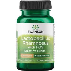 Swanson Lactobacillus Rhamnosus with FOS – Probiotic Supplement Supports Digestive Health – 5 Billion CFU – Promotes GI Tract Health During Travel – (60 Veggie Caps)(60 Count (Pack of 1))