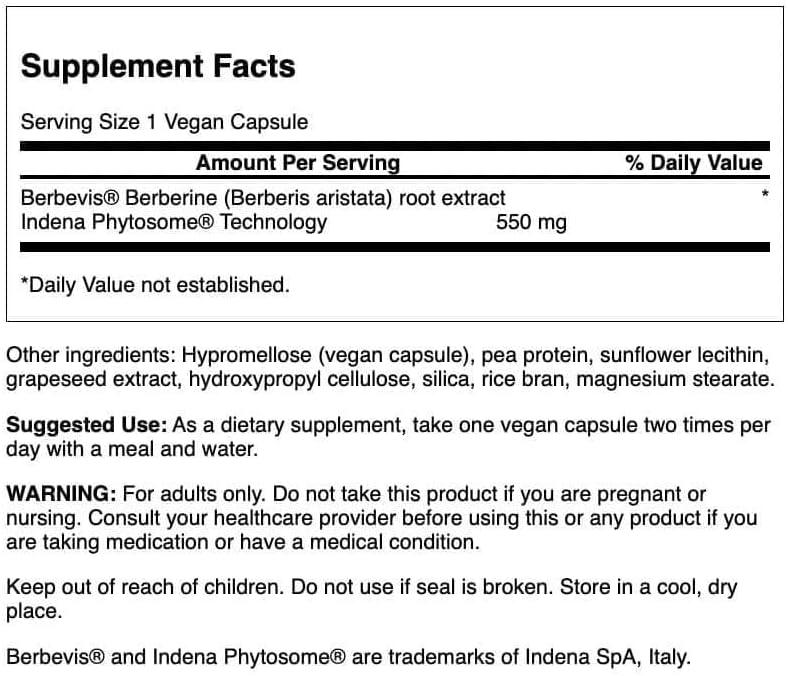 imageSwanson Berberine Advanced Enhanced Absorption Featuring Berbevis 550 mg 30 Veg Caps 2 Pack30 Count Pack of 2