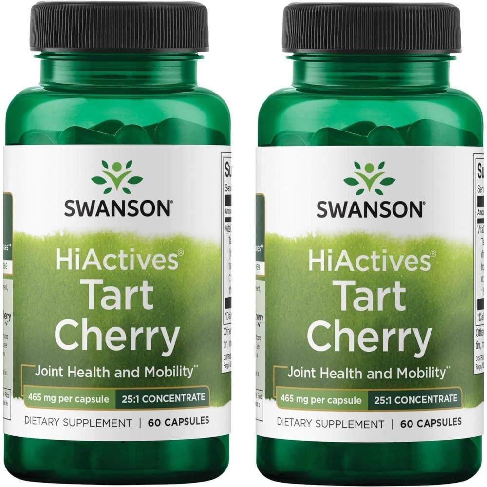 imageSwanson HiActives Tart Cherry  Natural Supplement Supporting Joint Health Mobility ampamp Flexibility  Helps Strengthen Collagen Structures ampamp Connective Tissue  60 Capsules 465mg Each60 Count Pack of 2