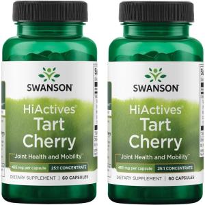 Swanson HiActives Tart Cherry – Natural Supplement Supporting Joint Health, Mobility & Flexibility – Helps Strengthen Collagen Structures & Connective Tissue – (60 Capsules, 465mg Each)(60 Count (Pack of 2))